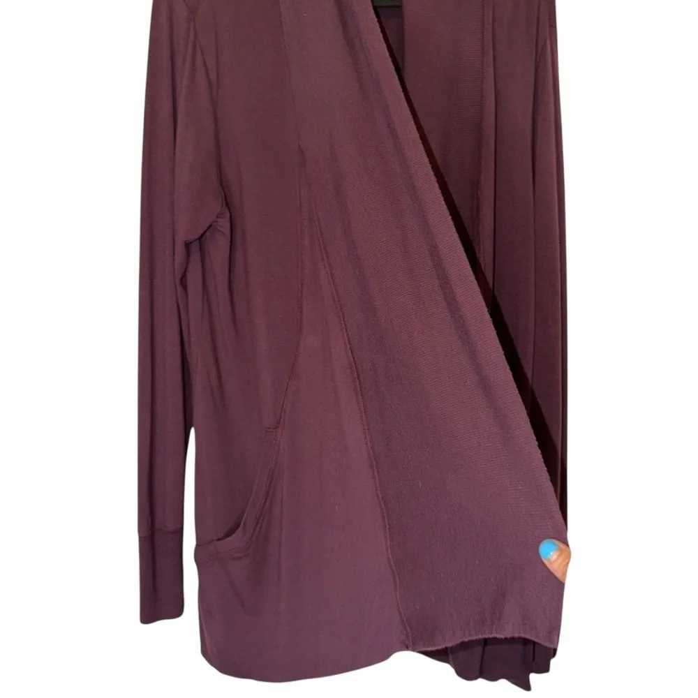 Athleta Open-Front Drape Cardigan - Plum - Picture 4 of 15